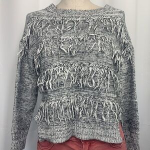 Charlotte Russe Step Hem Tassel Sweater-Gray, Sz Sm, Acrylic/Cotton